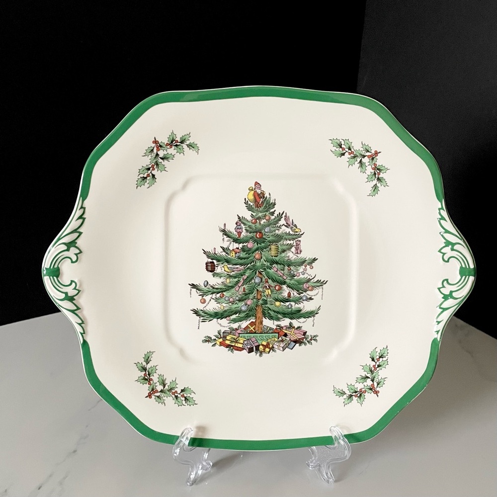 Square Serving Cake Plate - Christmas Tree by Spode